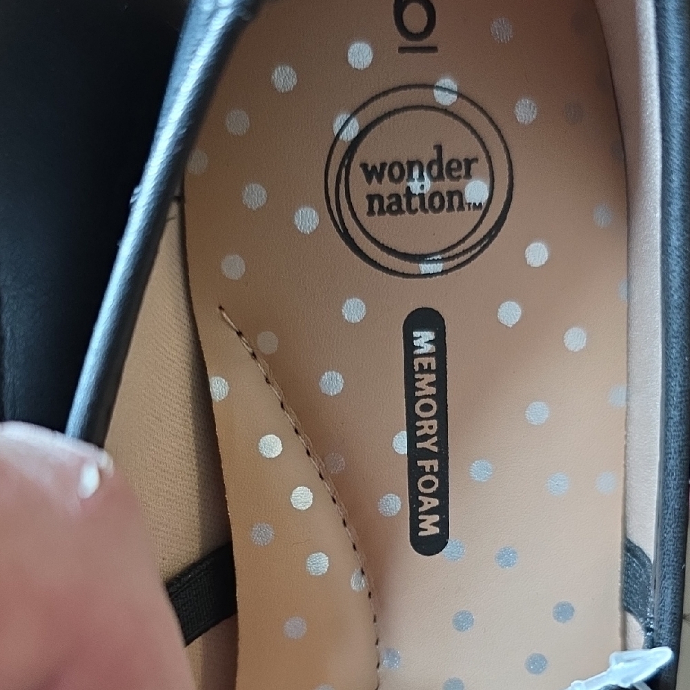 Wonder Nation Black Flats with Bow Size 6 Girls - Picture 2 of 3